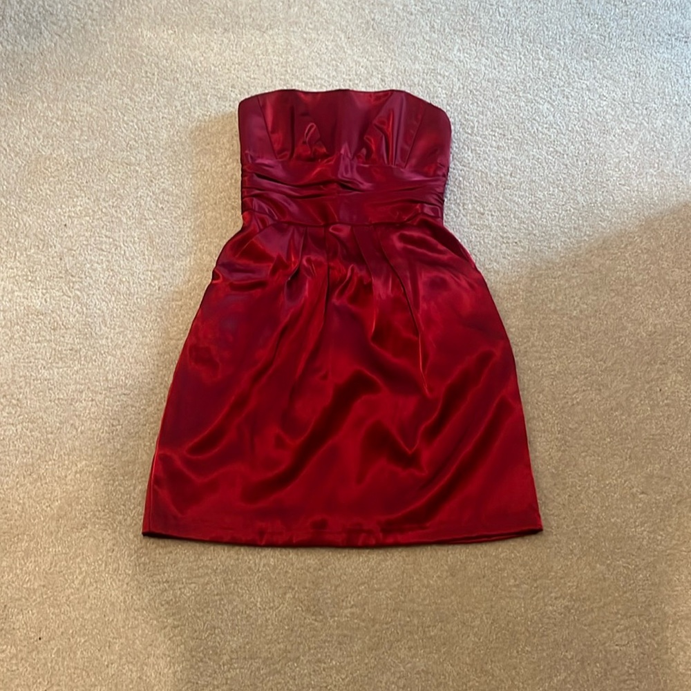 David’s Bridal Deep Red silky dress